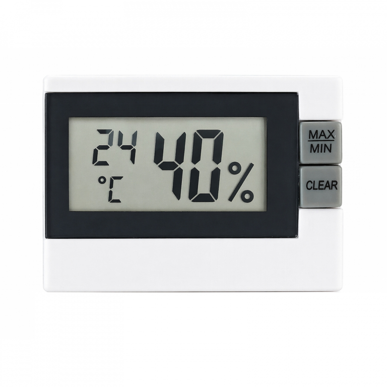 Mini Thermo- Hygrometer digital - weiß - selbstklebend